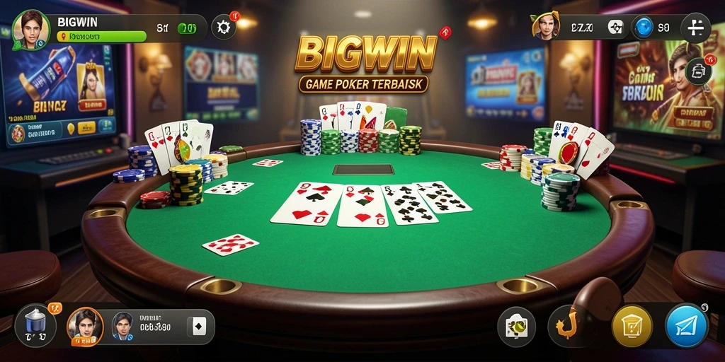 Tampilan gameplay Poker yang mendebarkan dan intuitif di BIGWIN.