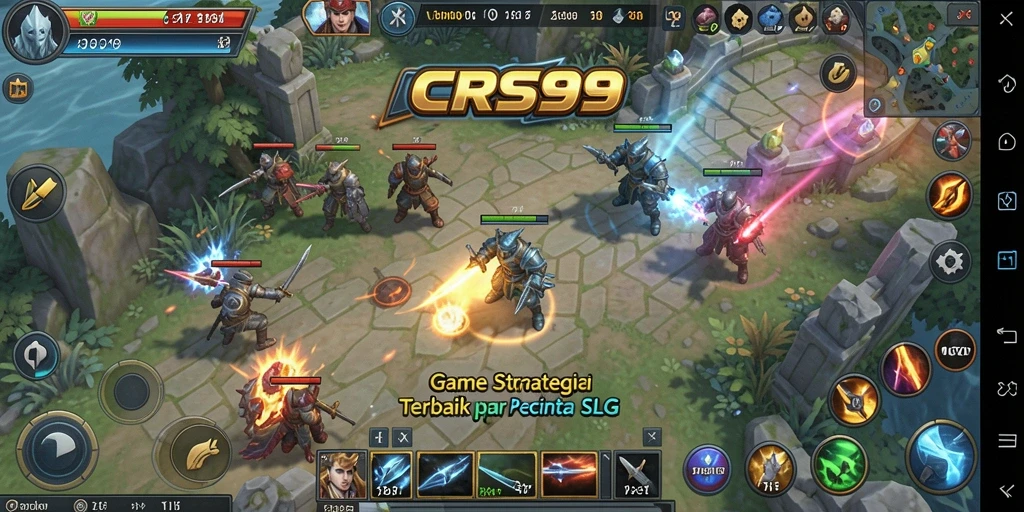 Tangkapan layar gameplay menunjukkan strategi perang yang mendalam.