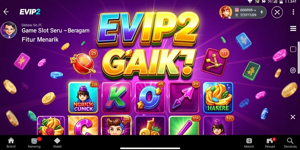 Screenshot utama EVIP2 menampilkan gameplay slot yang seru dan mengasyikkan.
