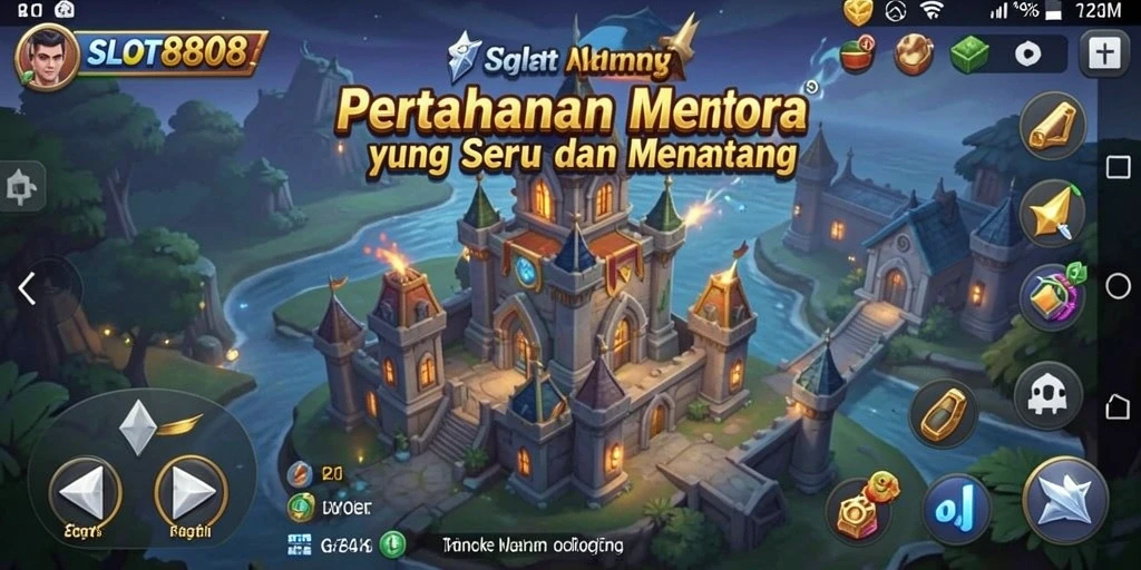 Screenshot utama menunjukkan aksi pertahanan menara yang mendebarkan.